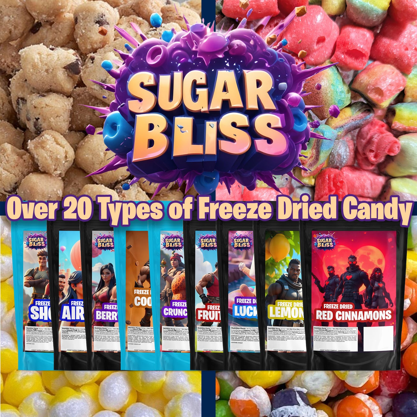 Sugar Bliss - Medium Bags - Wholesale Freeze Dried Candy - Gamer Themed Candy